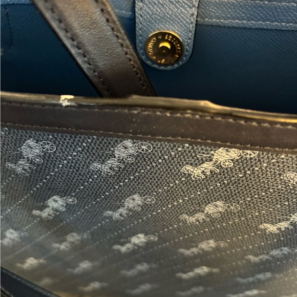 Coach Horse and Carriage Tote 27 Dot Print Coated Canvas in Denim Blue - Picture 6 of 6